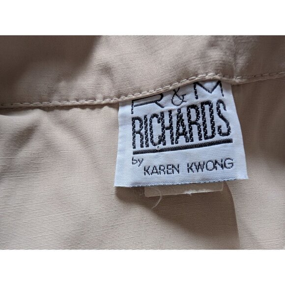 R&M Richards Beige Button-Up Blouse 14W W/ Decorative Pearl Button & Lace Trim - Picture 5 of 9